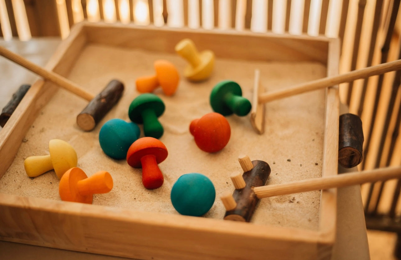 Wooden Sensory Sand Tray & Tool Set