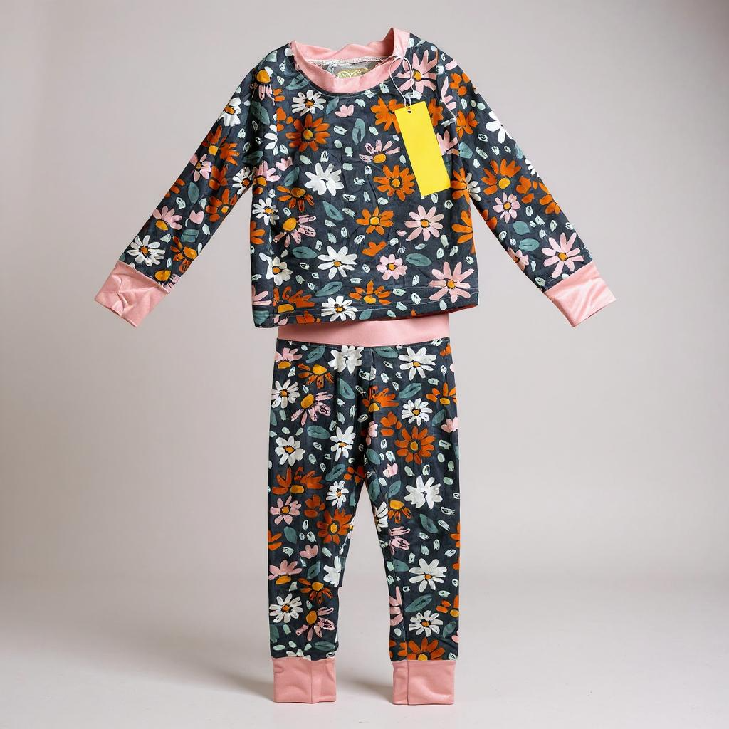Navy wildflower bamboo pj set