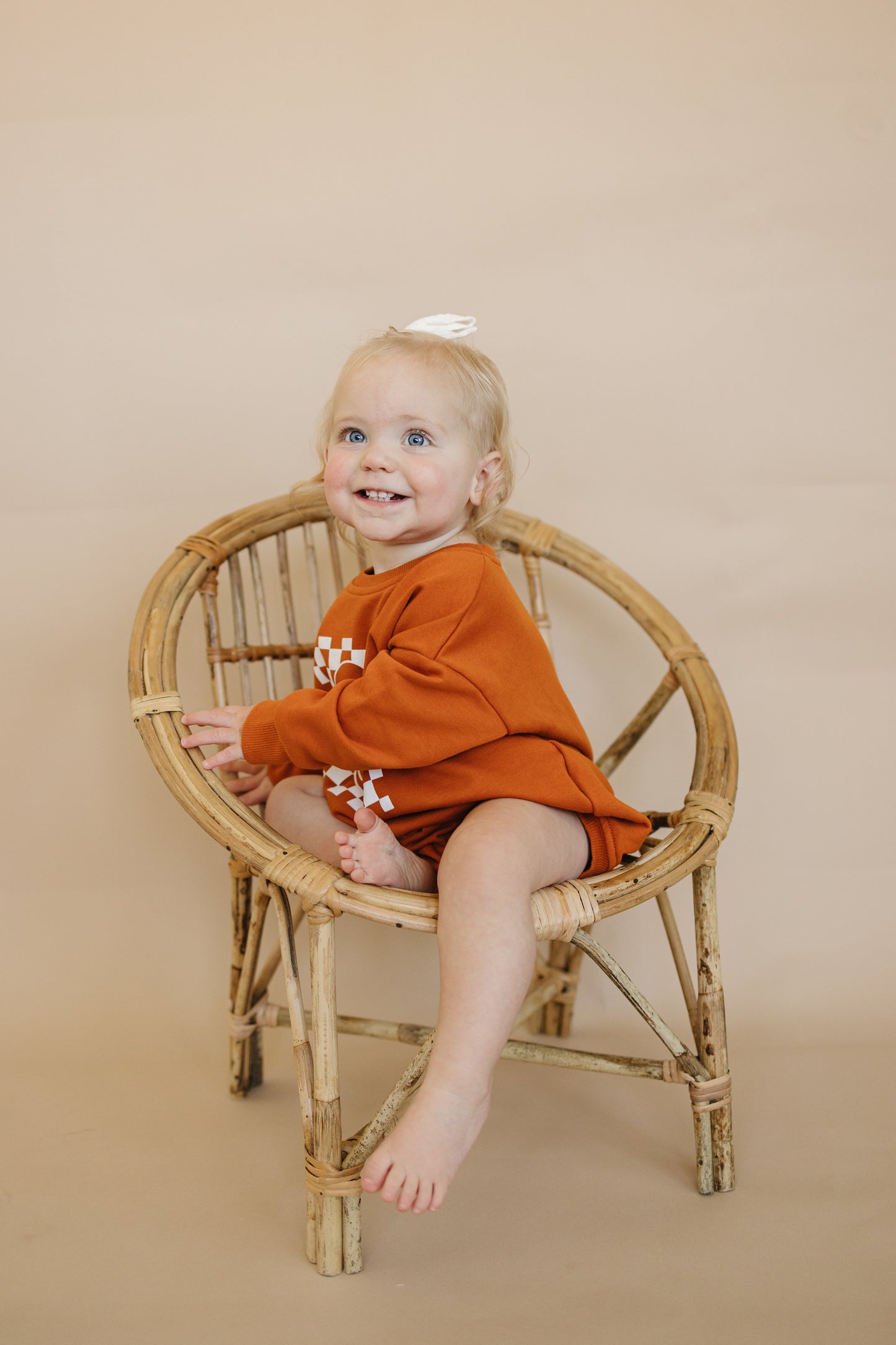 Checkered Ghost Sweatshirt Romper