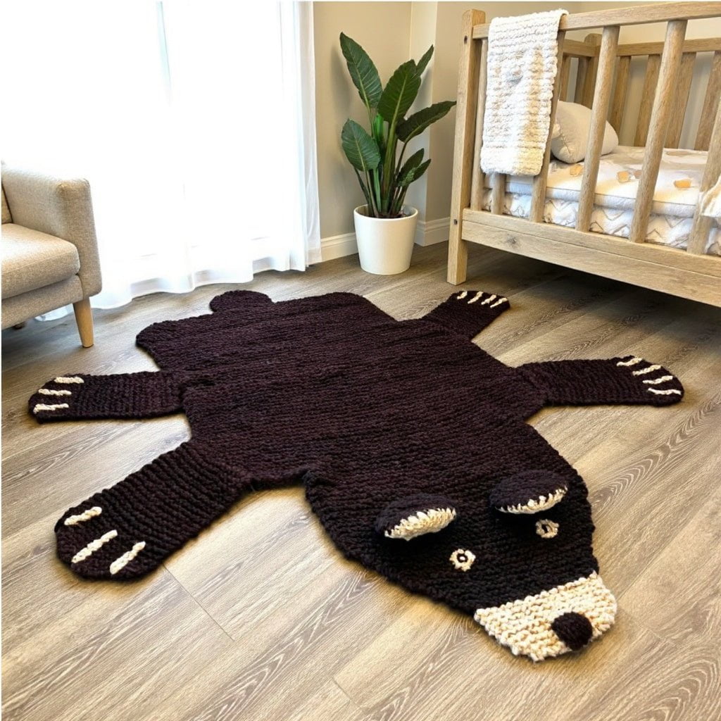 Organic Wool Play Mat + Nursery Rug | Brown Bear