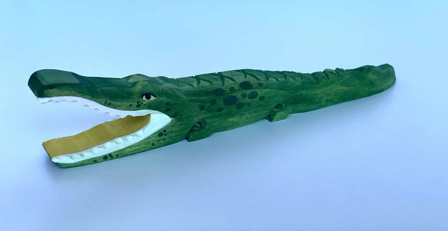 Hand Carved Wooden Alligator Toy