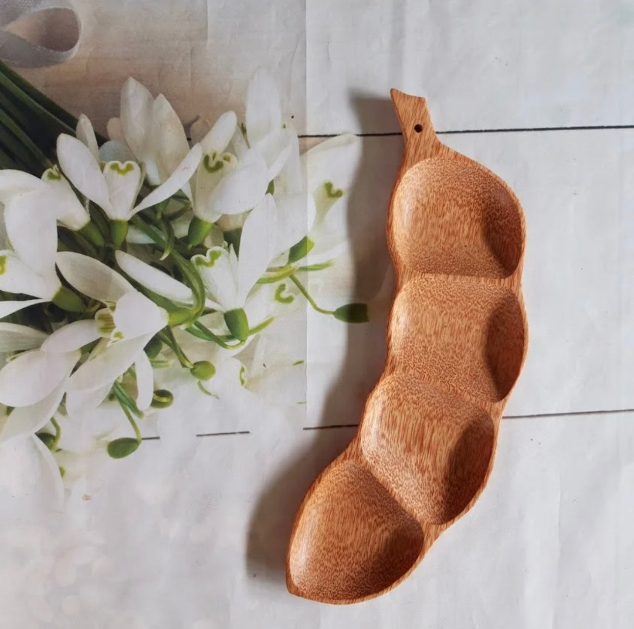 Pea Pod Wooden Sorting Tray