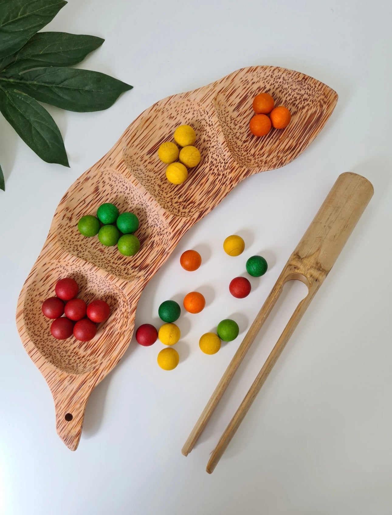 Pea Pod Wooden Sorting Tray
