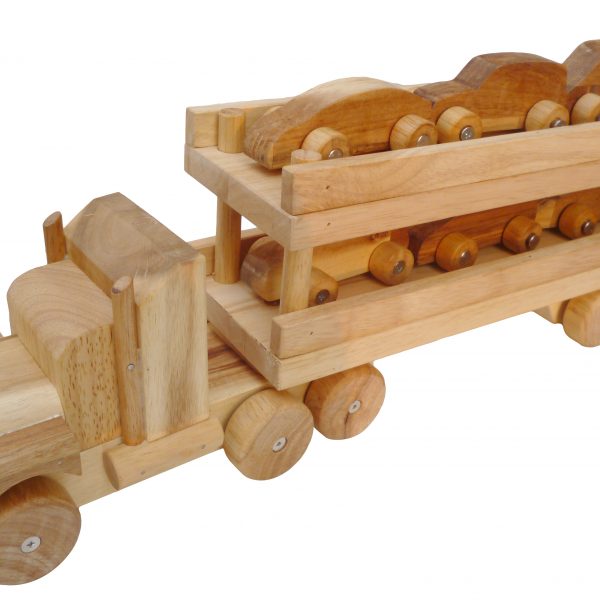 Vintage Wooden Car Transport Truck – 7-Piece Set