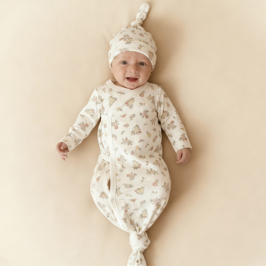 Organic Kimono Knotted Sleep Gown - Meadow