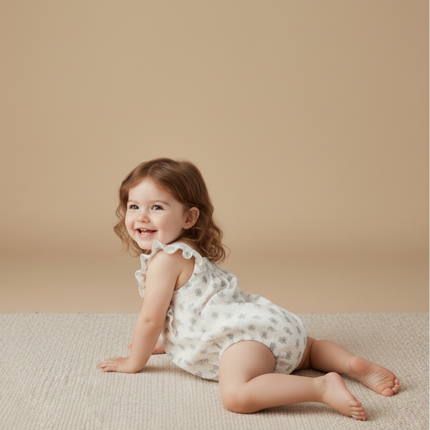 Organic Sleeveless Ruffle Bubble Romper - Poppy