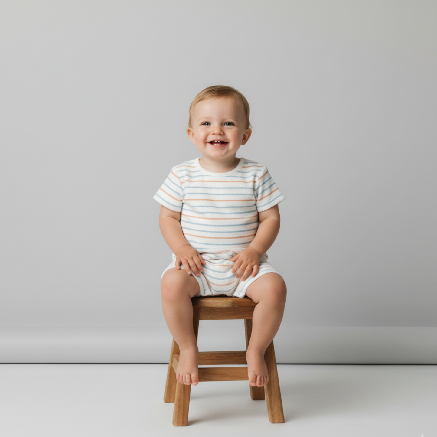 Organic Short Romper - Cabana Stripes