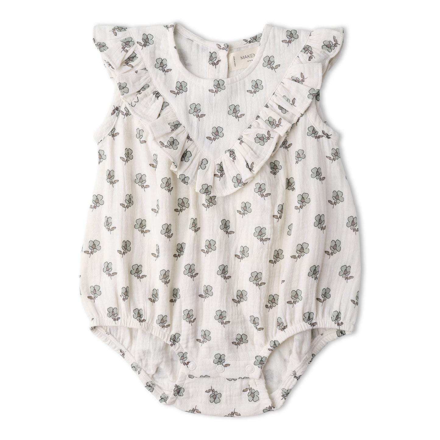 Organic Sleeveless Ruffle Bubble Romper - Poppy