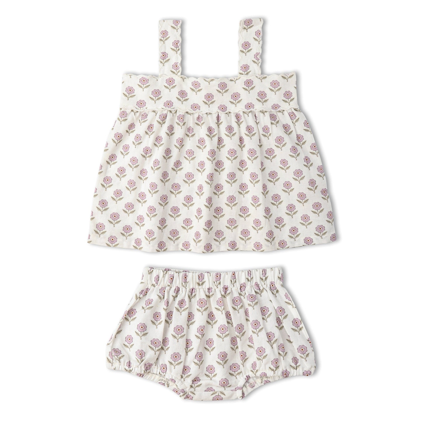 Organic Scalloped Top & Bloomers Set - Lavender