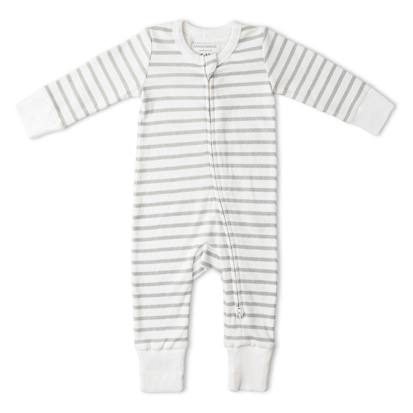 Organic 2-Way Zip Romper - Fog Stripes