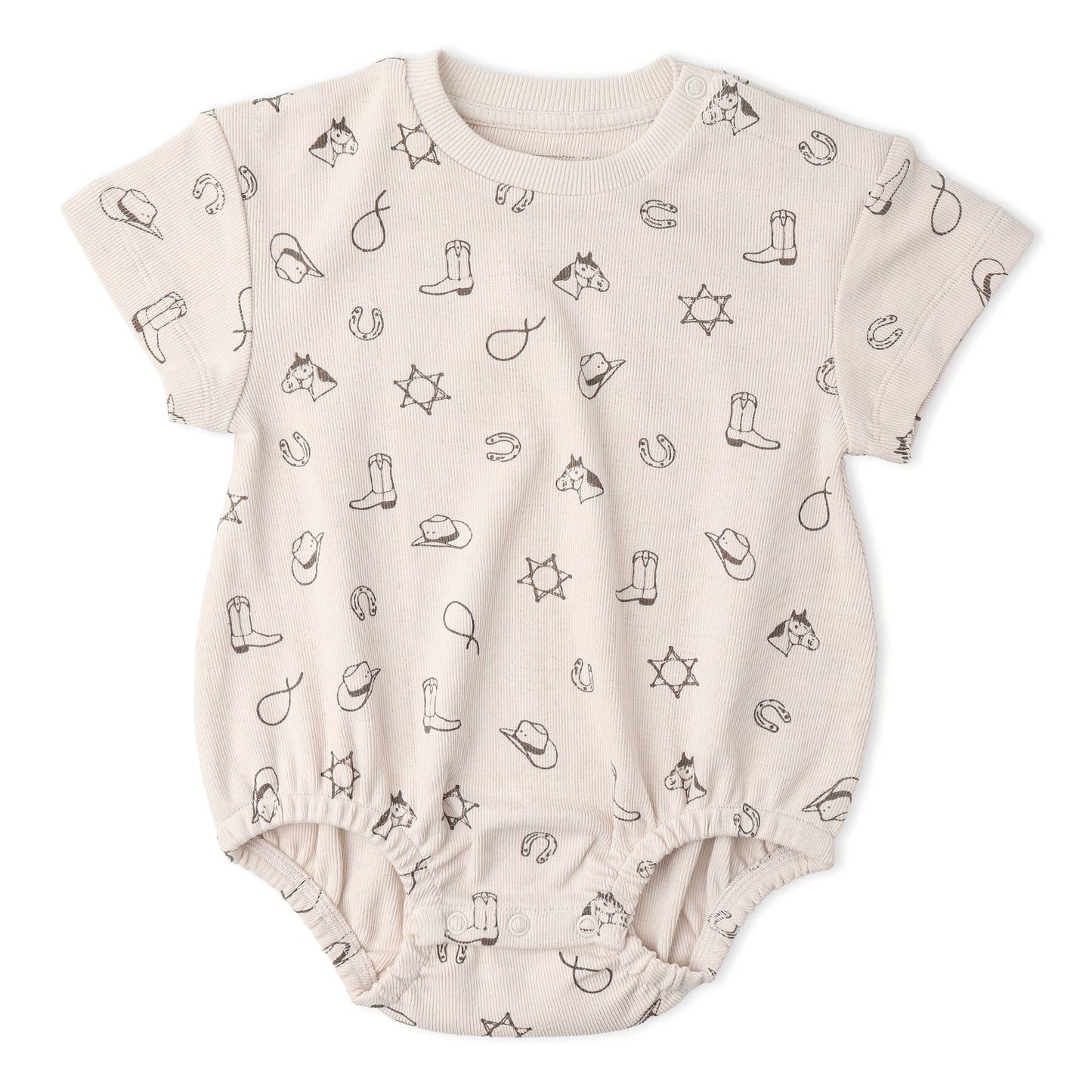 Organic Short Sleeve Bubble Romper - Rodeo