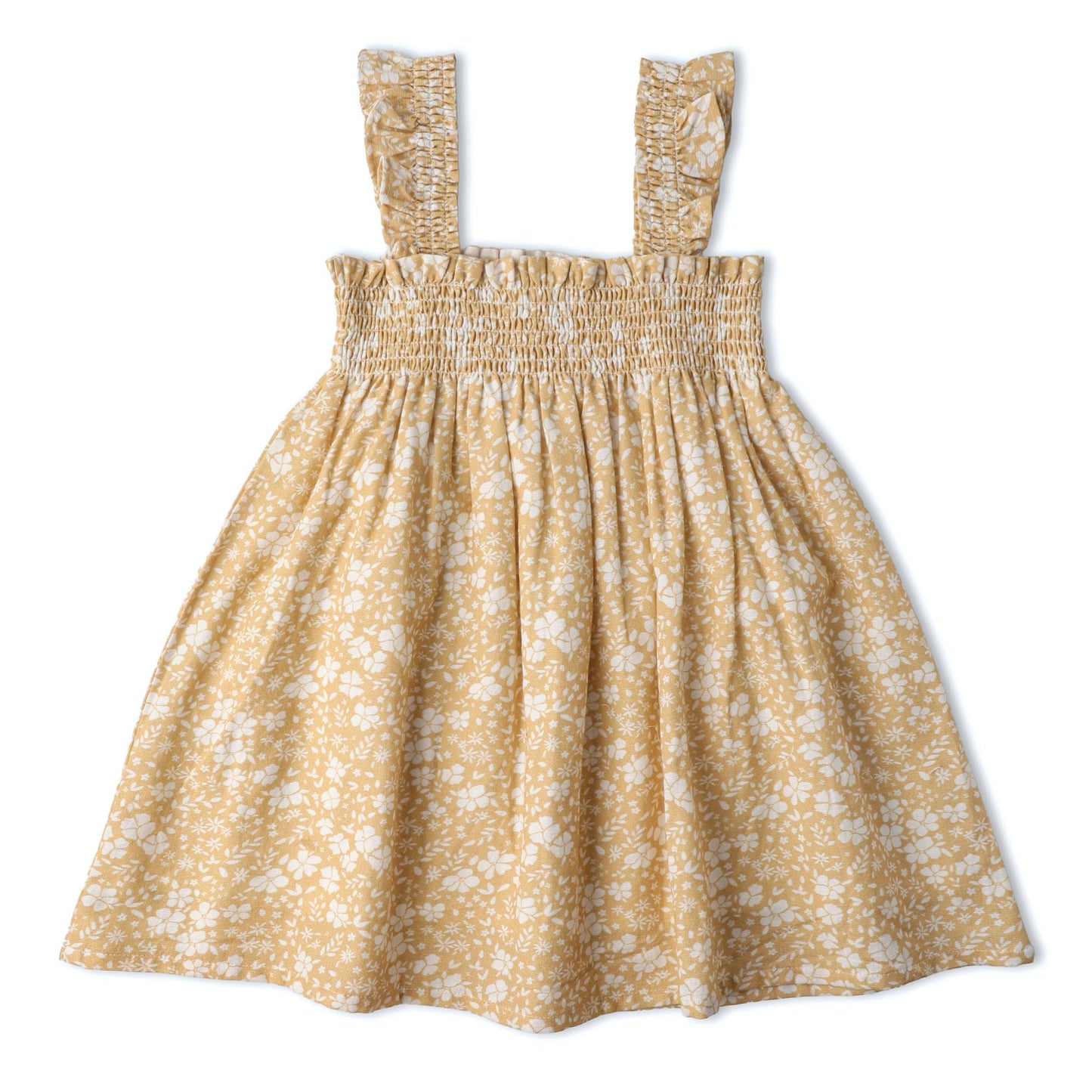 Organic Smocked Sundress - Yellow Blossom