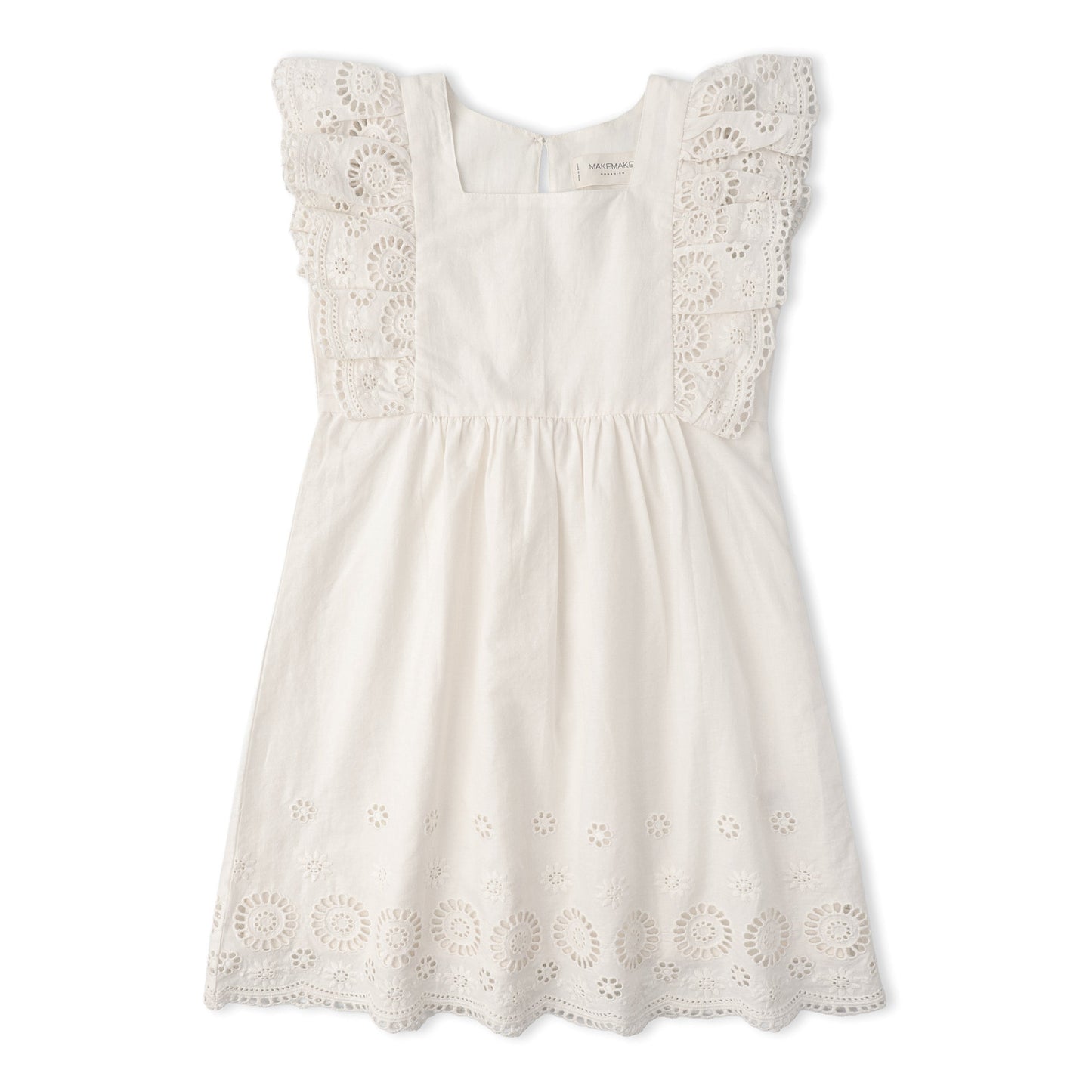 Organic Eyelet Flutter Dress - Ivory Eyelet