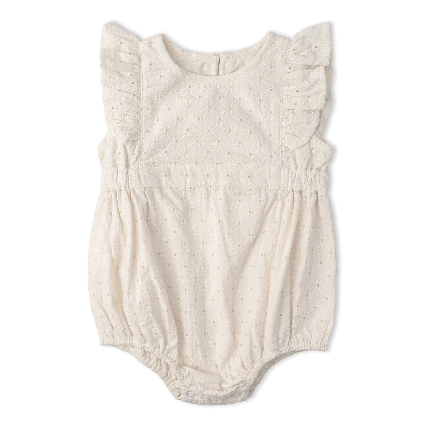 Organic Eyelet Flutter Romper- Ivory Eyelet