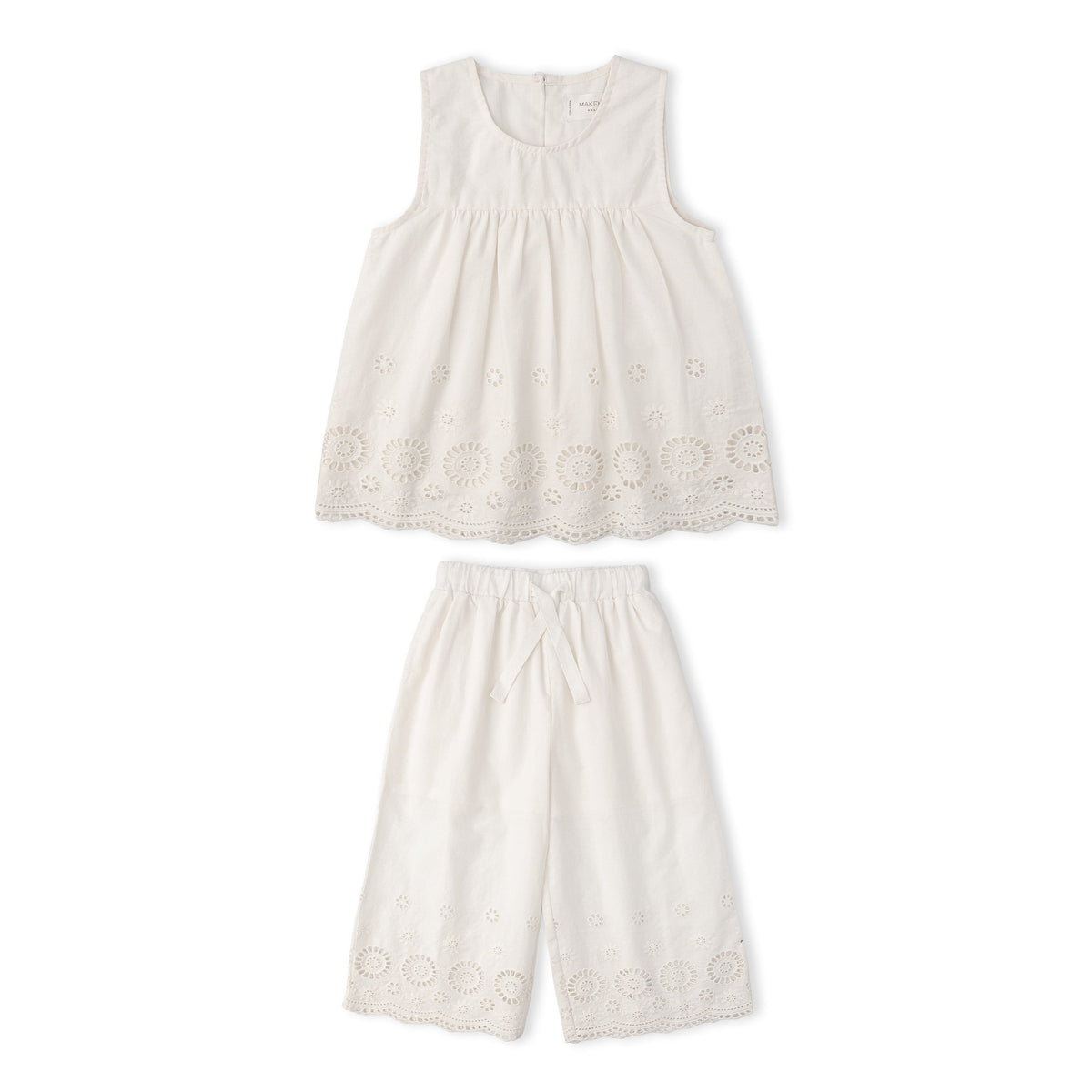 Organic Eyelet Top And Pant Set - Ivory Eyelet