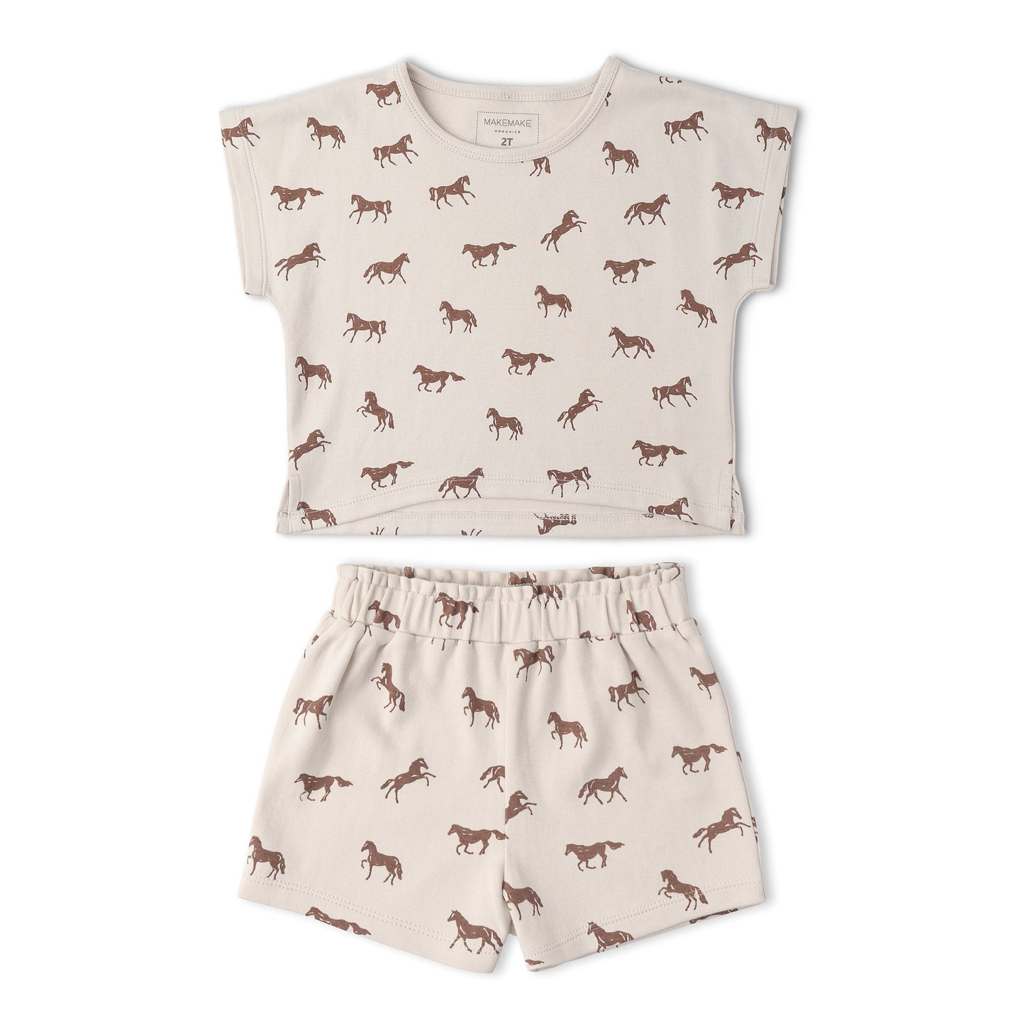 Organic Drop Shoulder Tee & Shorts Set - Horses