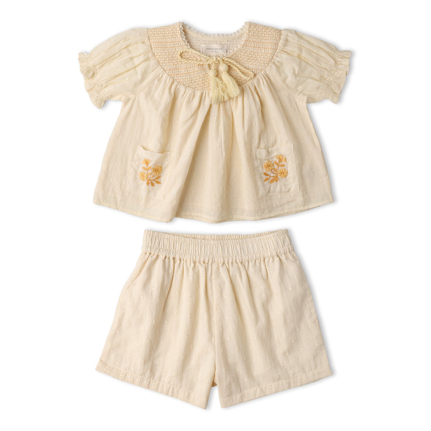 Organic Smocked Top & Shorts Set - Butter Yellow