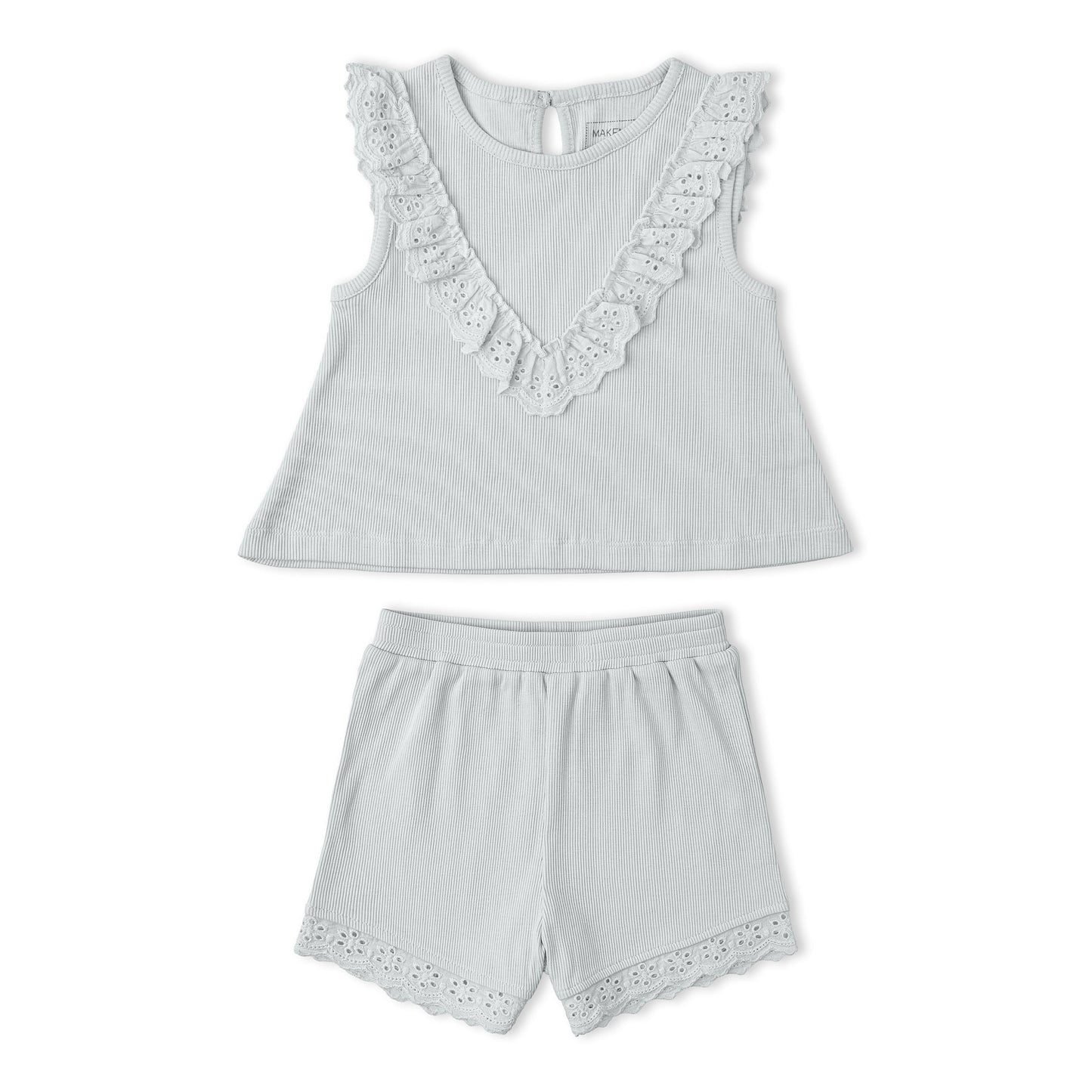 Organic Ruffle Top & Shorts Set - Fog