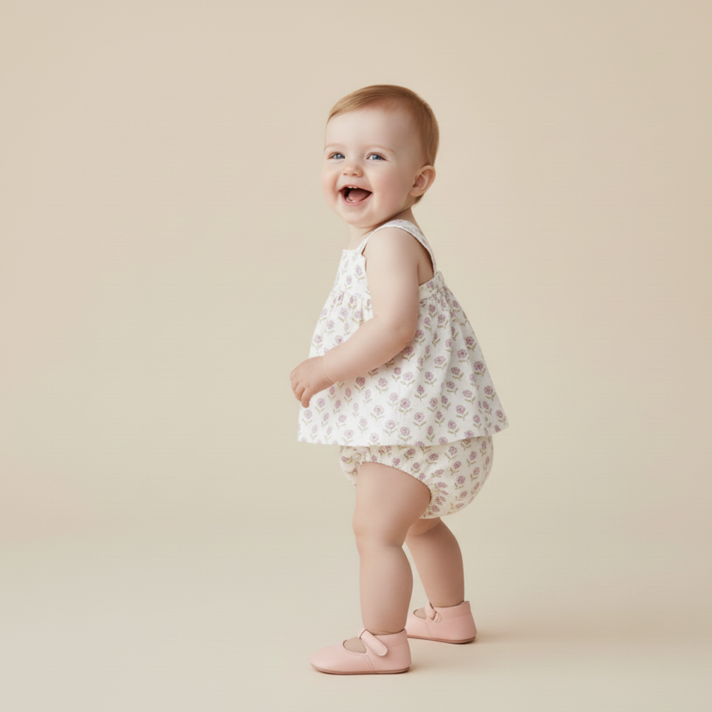 Organic Scalloped Top & Bloomers Set - Lavender