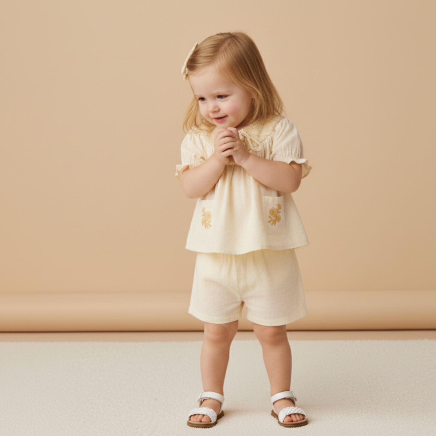 Organic Smocked Top & Shorts Set - Butter Yellow