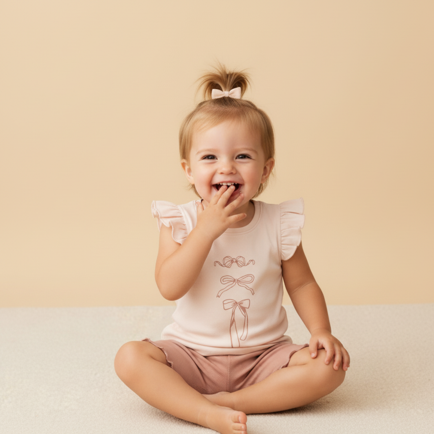 Organic Sleeveless Flutter Top & Shorts Set - Bows