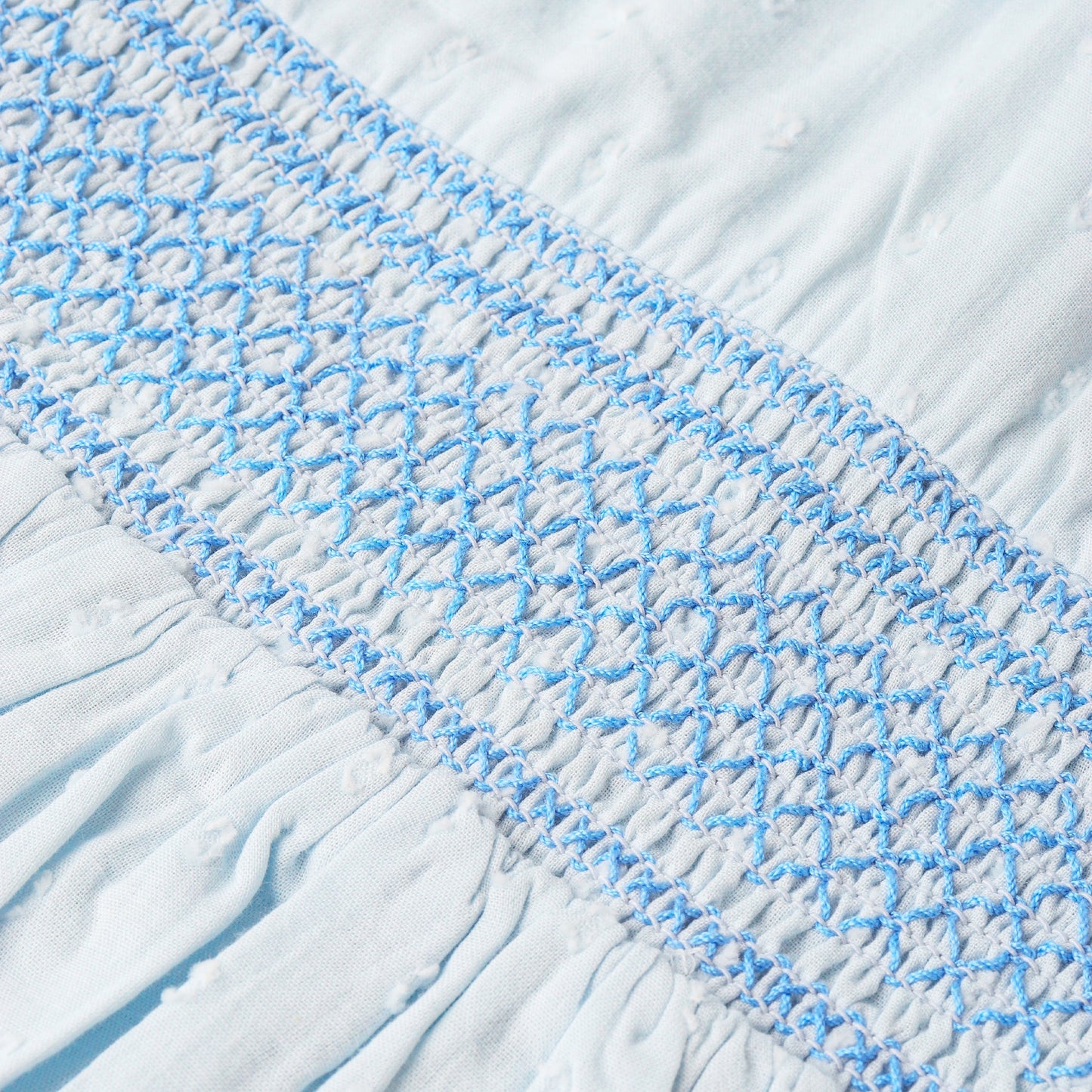 Organic Smocked Collar Dress - Light Blue