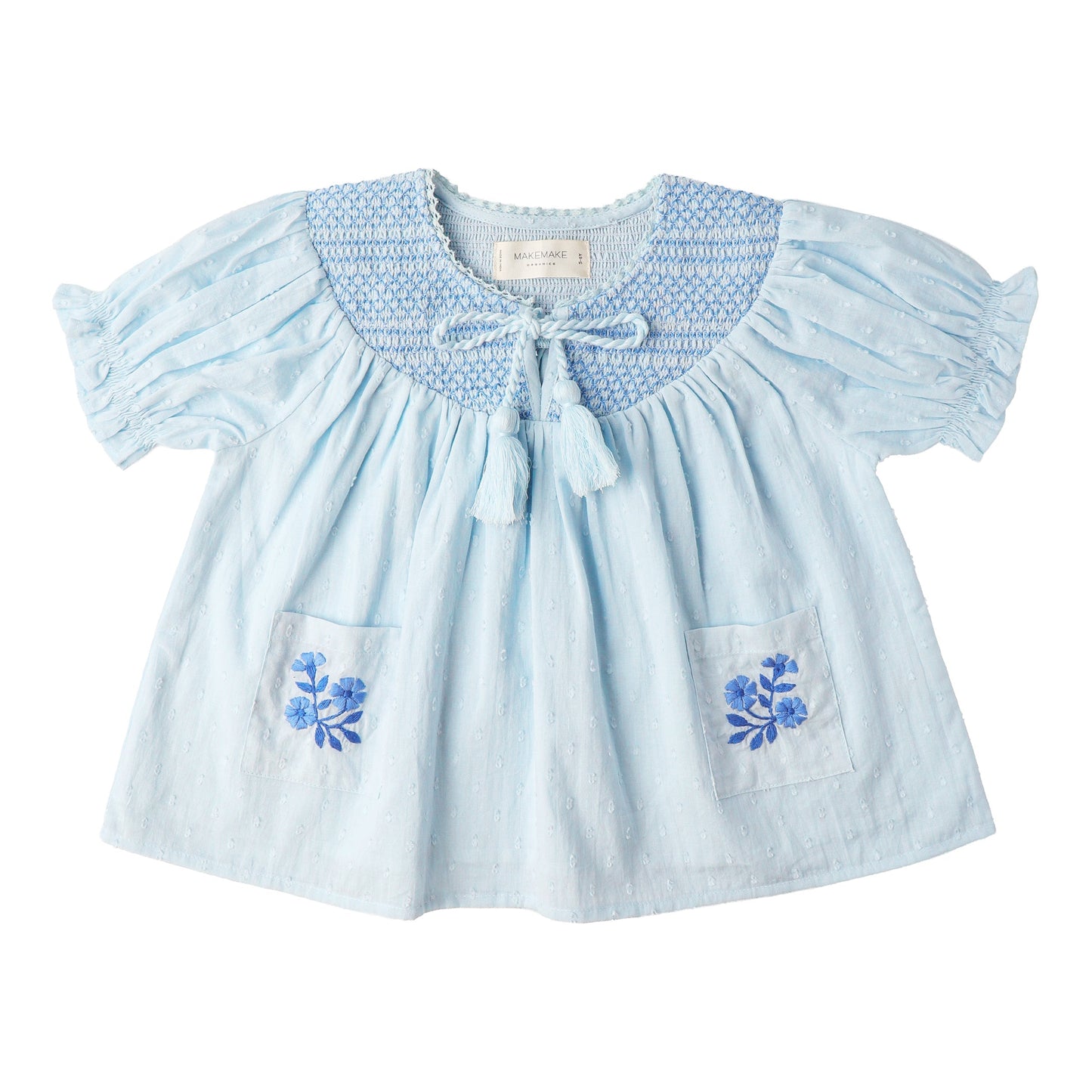 Organic Smocked Top & Shorts Set - Light Blue