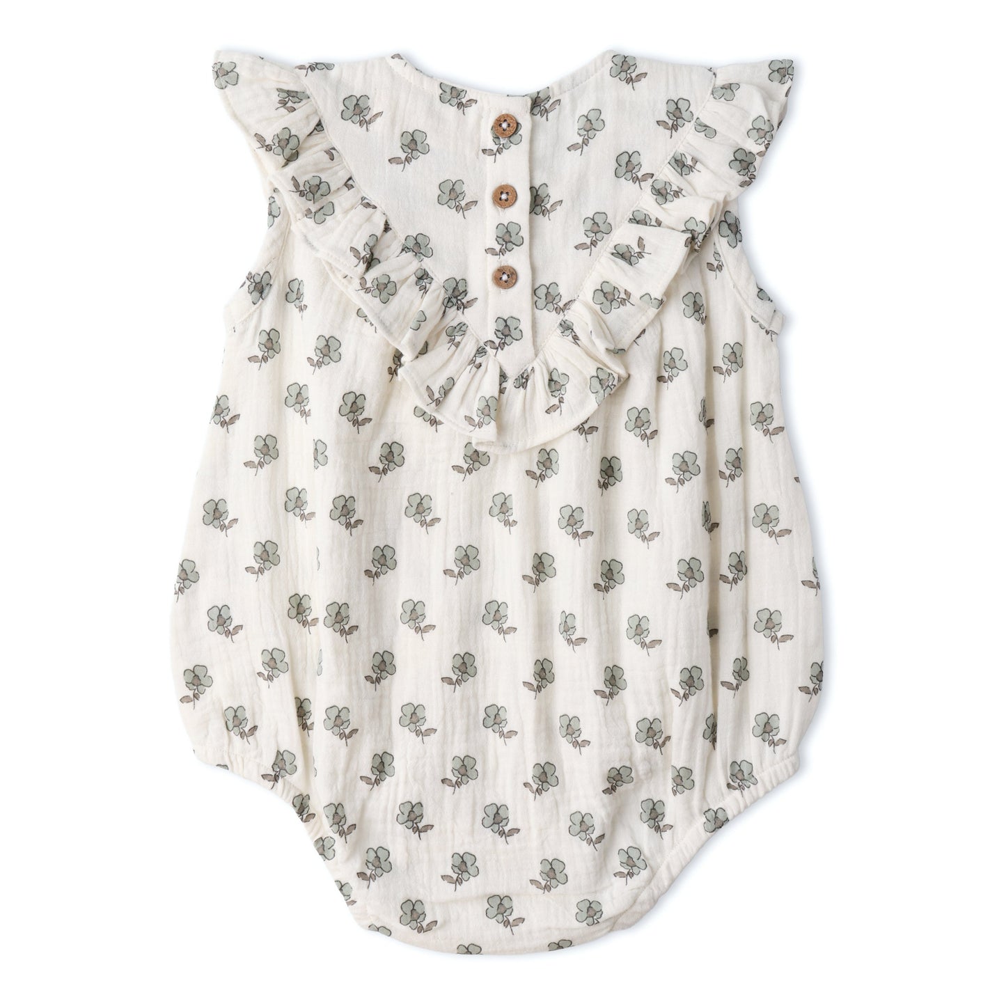 Organic Sleeveless Ruffle Bubble Romper - Poppy