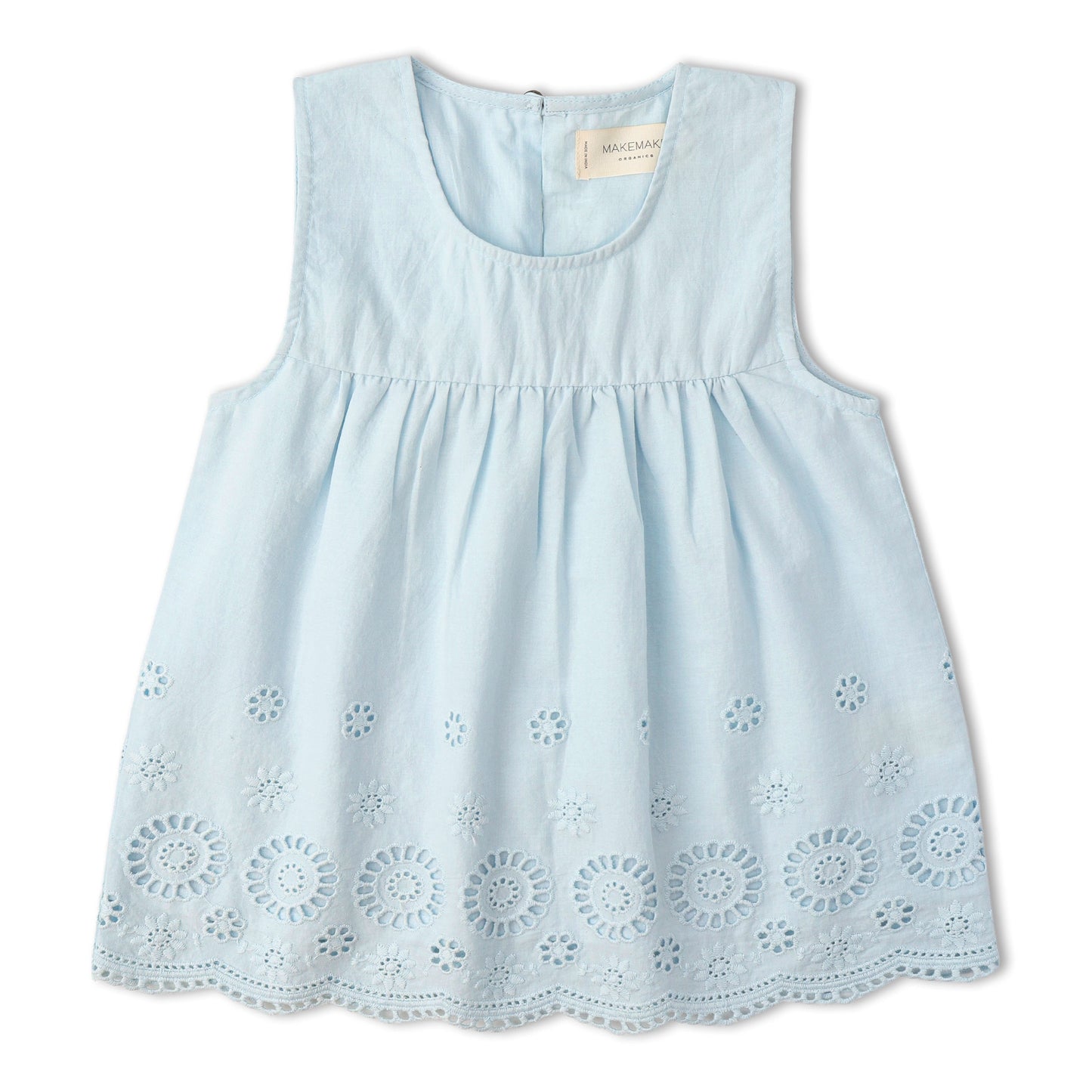 Organic Eyelet Top And Pant Set - Light Blue Eyelet