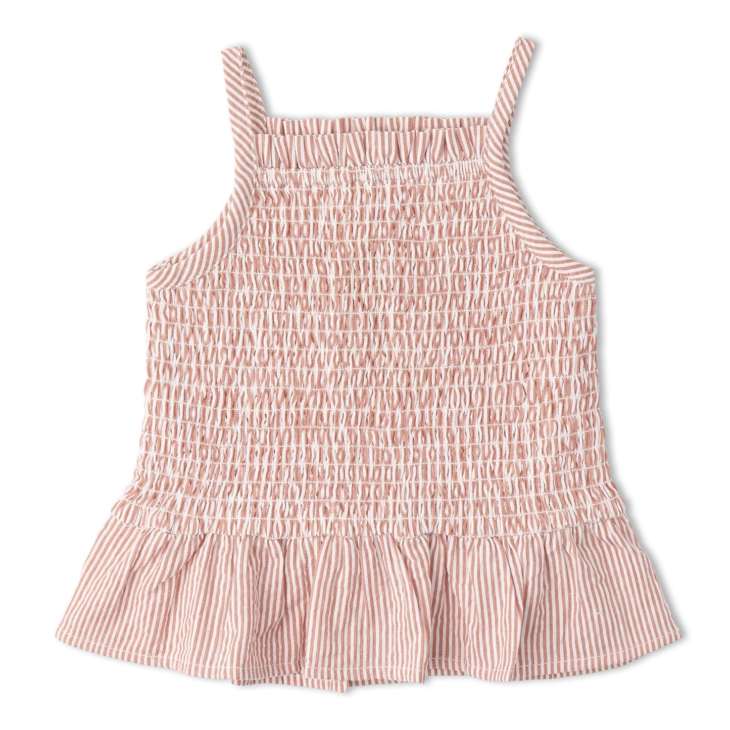Organic Smocked Top And Bloomer Set - Coral Stripes