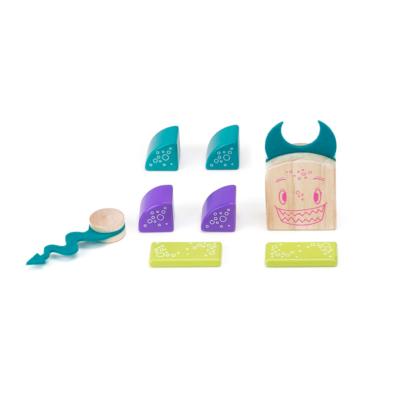 Pip Magnetic Wooden Blocks Sticky Monsters, 8 pieces