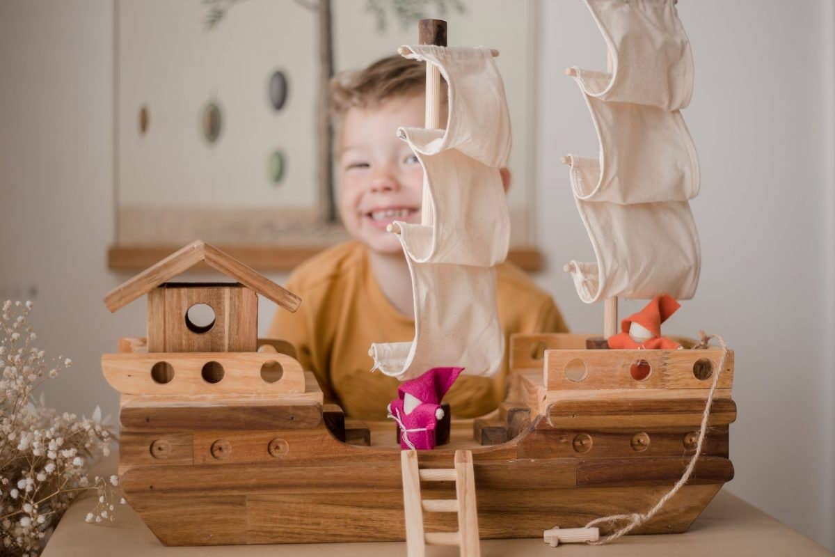 Handcrafted Wooden Pirate Ship Play Set