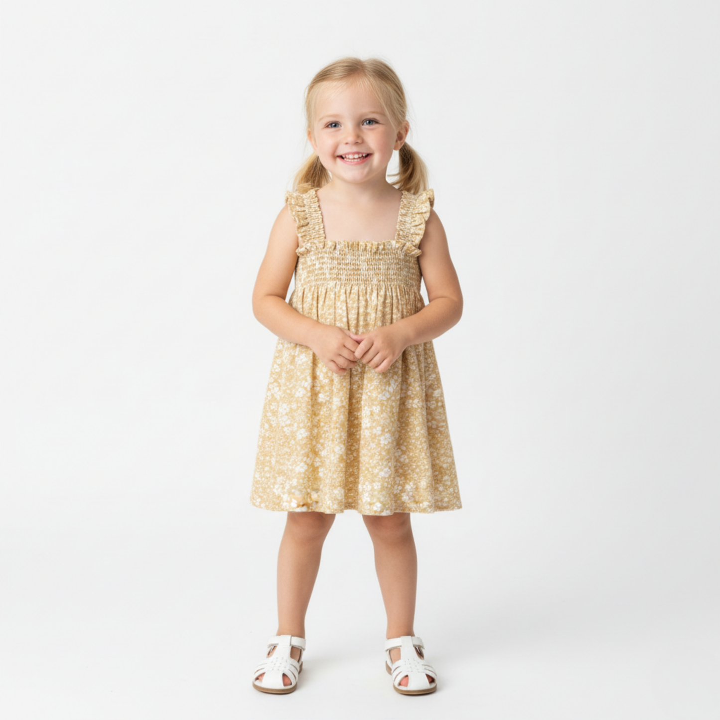 Organic Smocked Sundress - Yellow Blossom