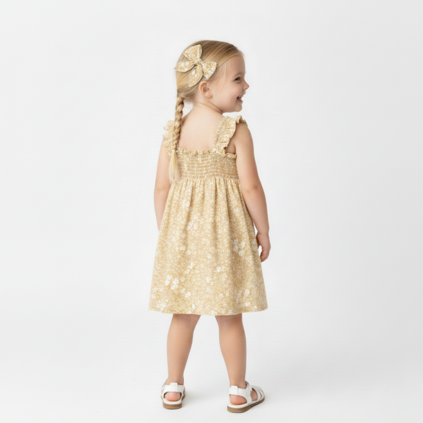 Organic Smocked Sundress - Yellow Blossom