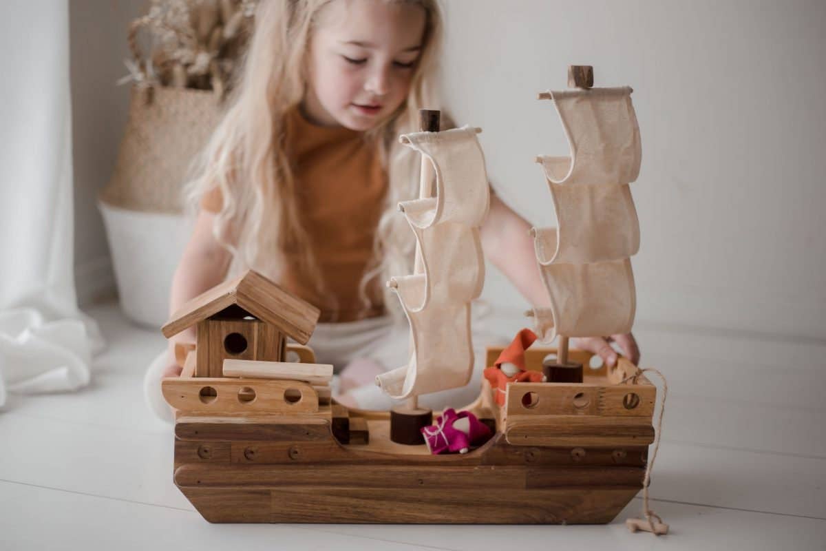Handcrafted Wooden Pirate Ship Play Set