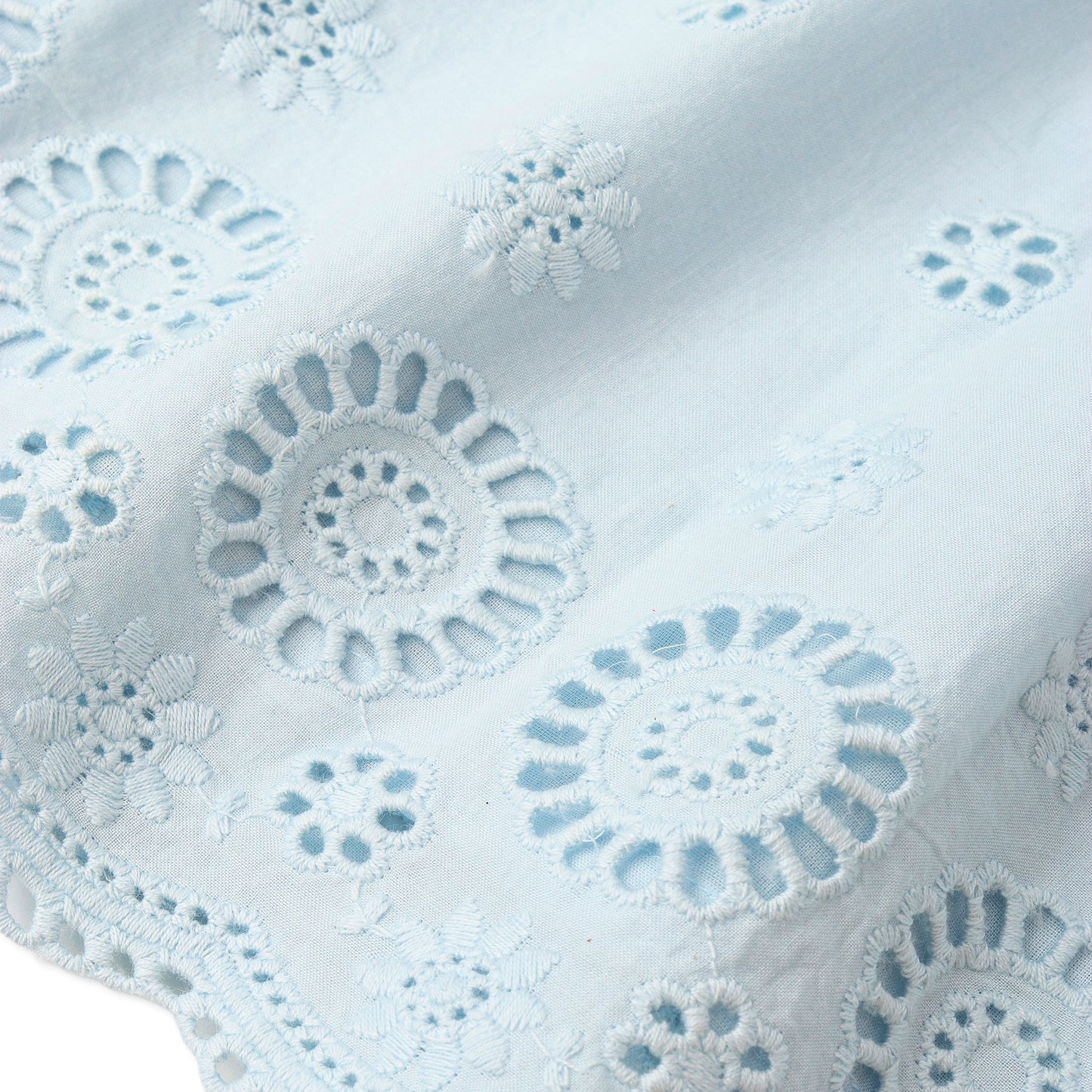 Organic Eyelet Top And Pant Set - Light Blue Eyelet