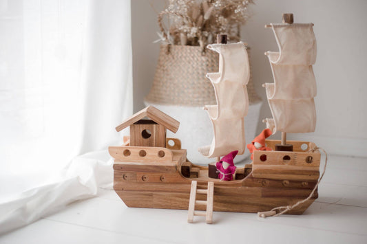 Handcrafted Wooden Pirate Ship Play Set