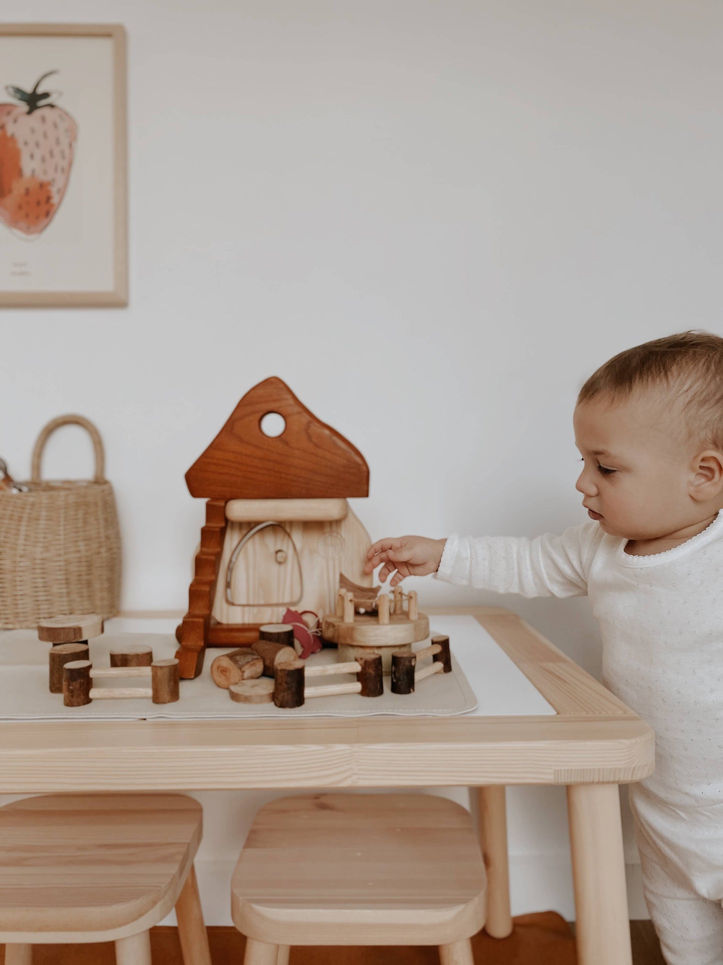 Natural Wooden Mushroom House Playset