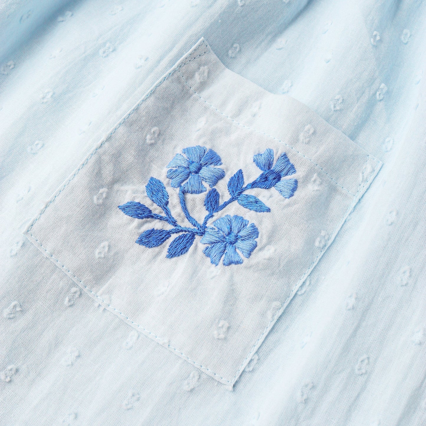 Organic Smocked Top & Shorts Set - Light Blue