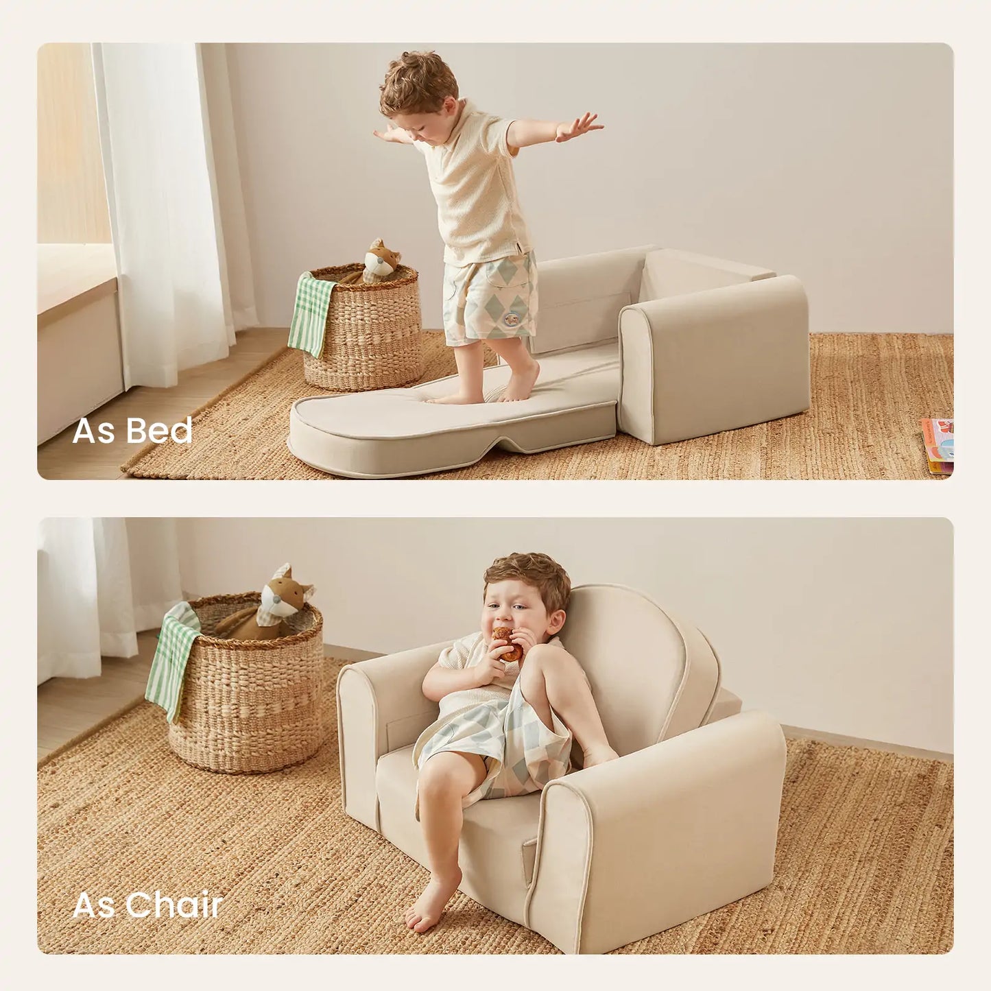 GentleSnug Kid Chair - Beige White