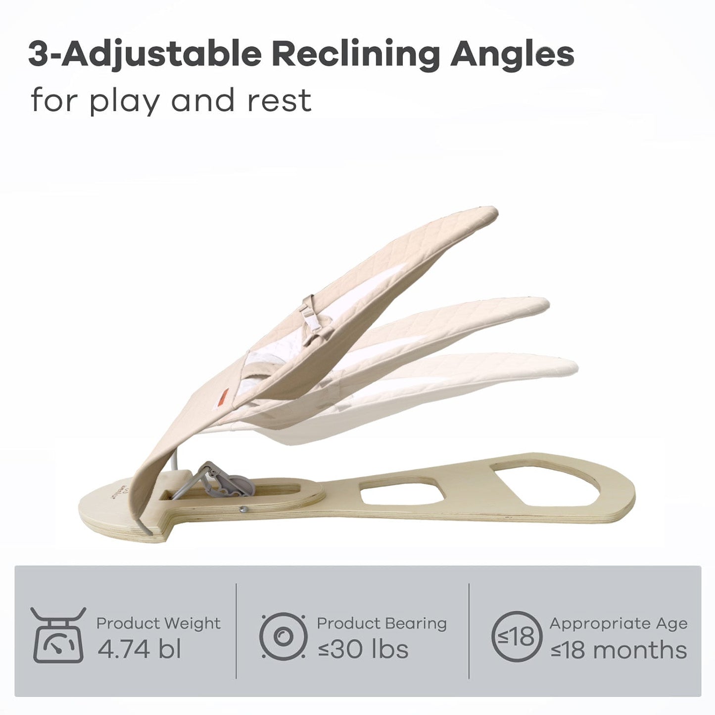 Avenlur Fir Wooden Baby Bouncer – Foldable Infant Rocker with Play Arch