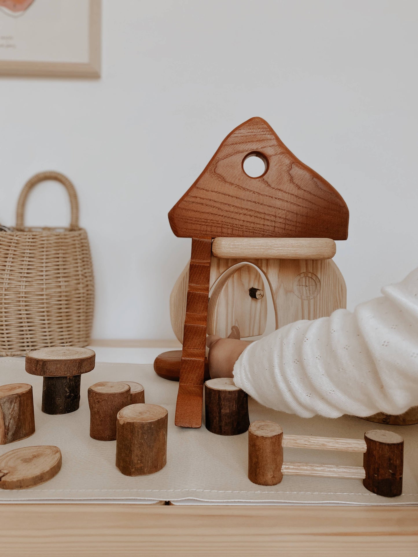 Natural Wooden Mushroom House Playset