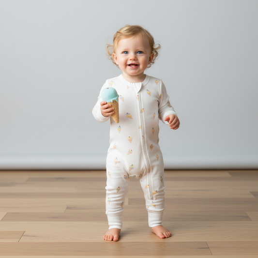 Organic 2-Way Zip Romper - Ice Cream