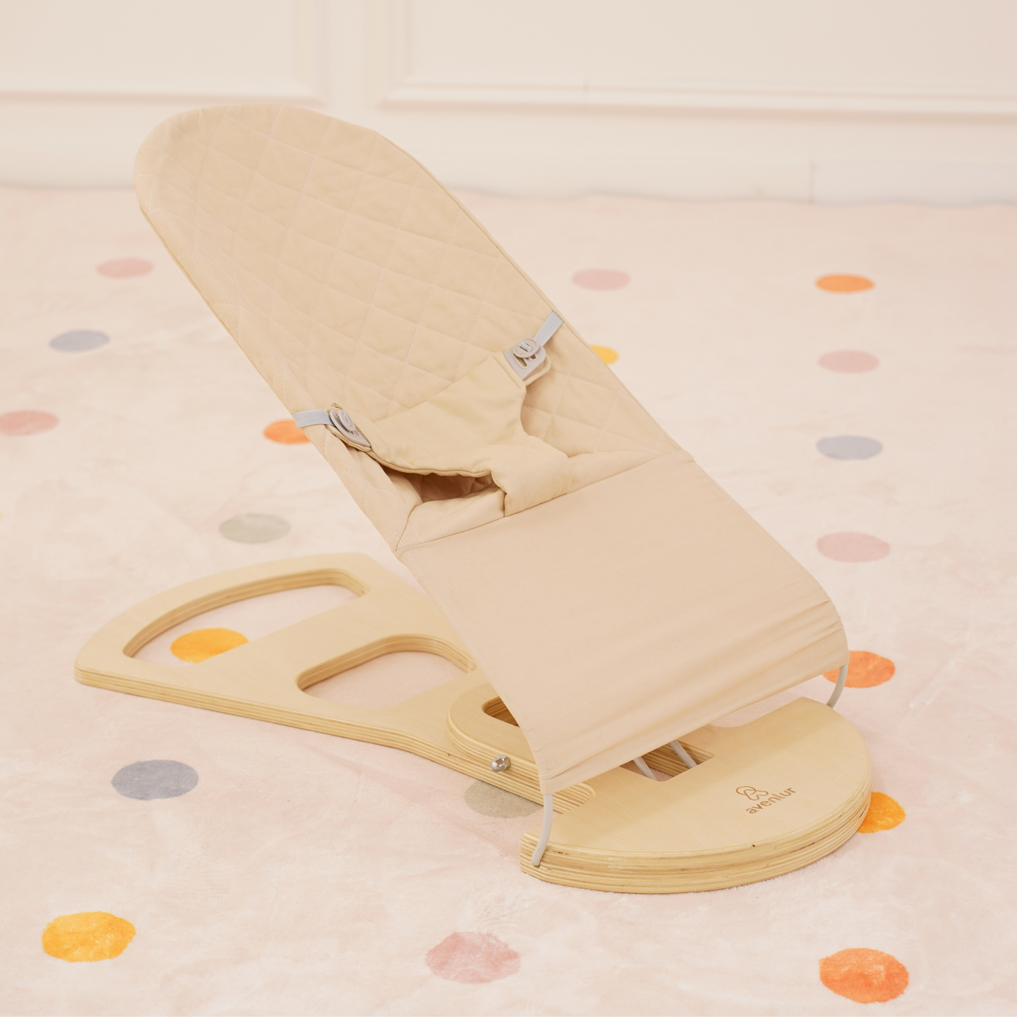 Avenlur Fir Wooden Baby Bouncer – Foldable Infant Rocker with Play Arch