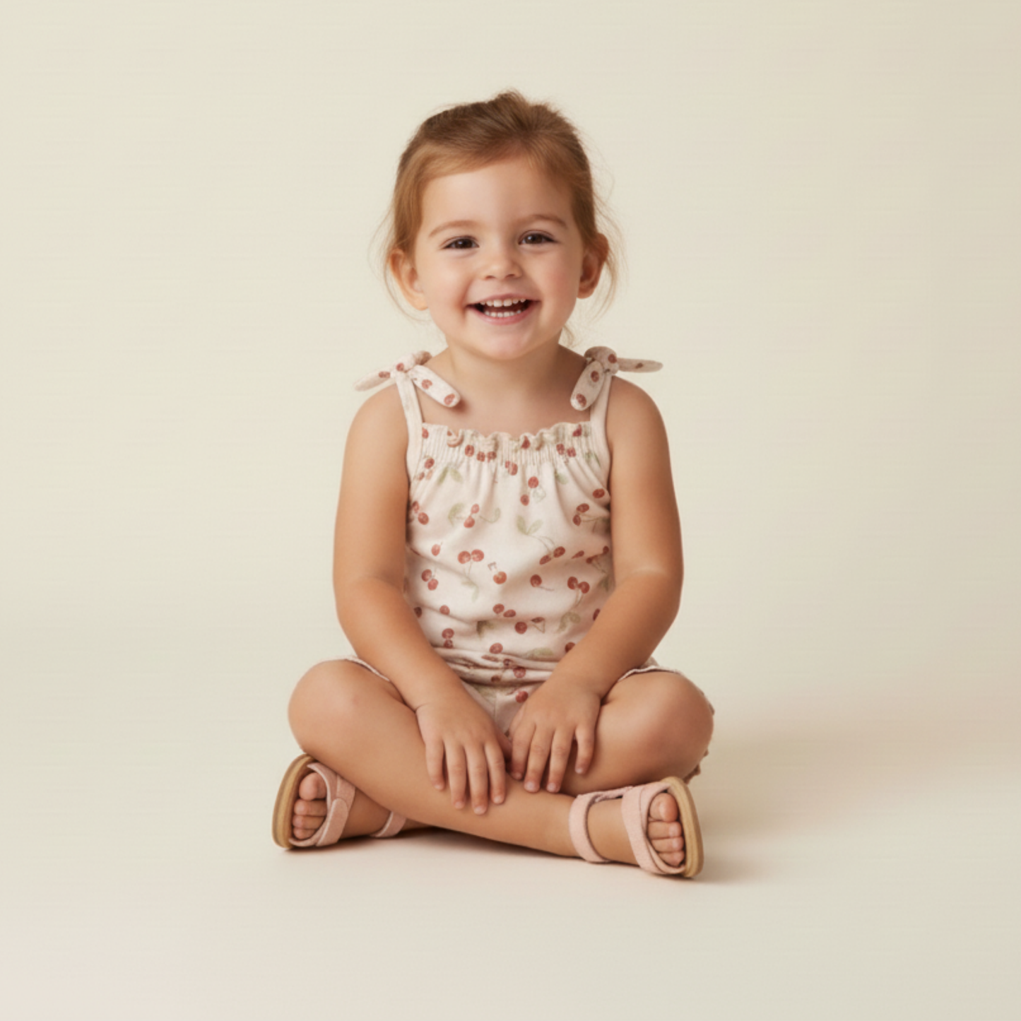 Organic Ruffle Jumpsuit - Cherry
