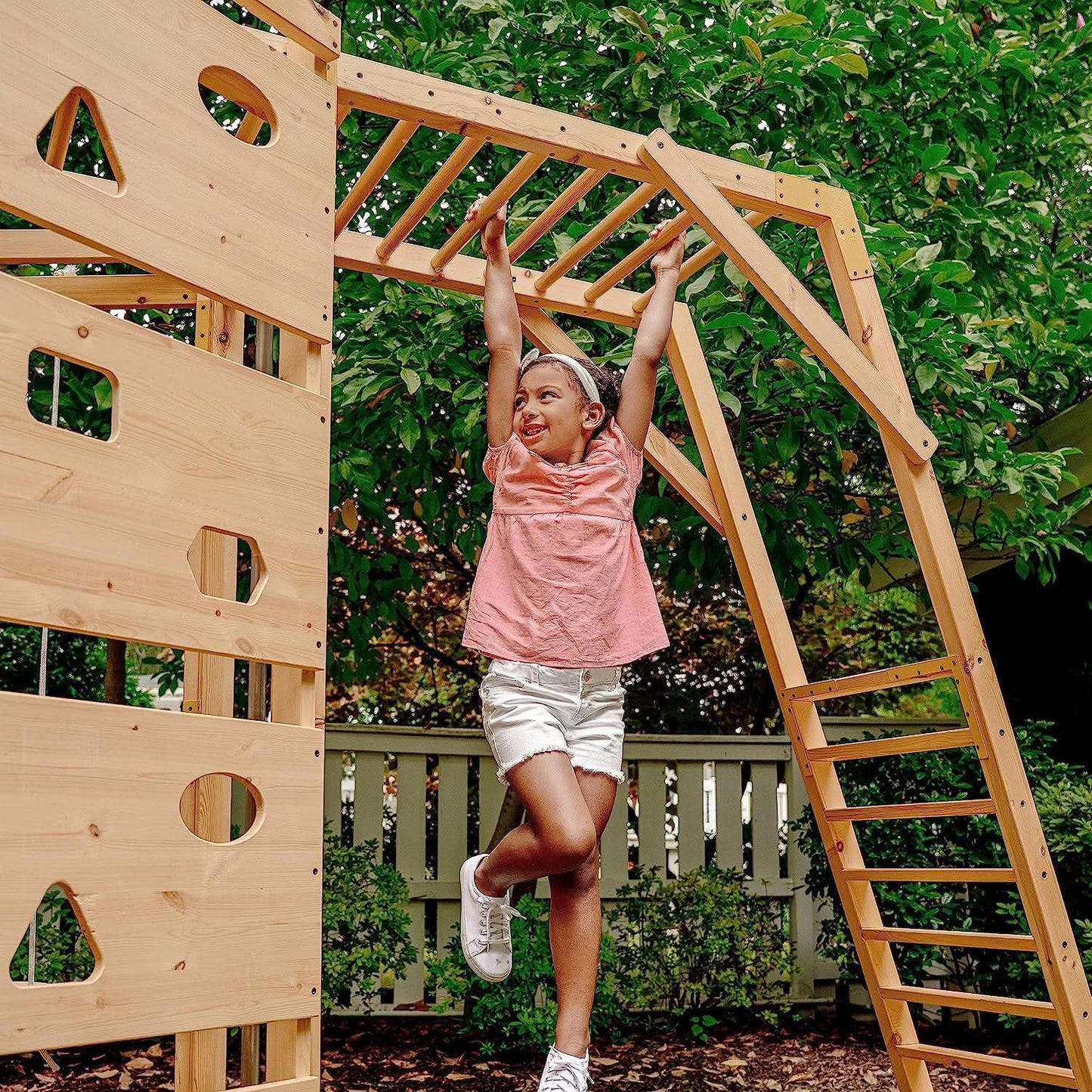 Avenlur Hawthorn XL Wooden Outdoor Playset – Slide, Swing, Climbing Wall & Monkey Bars | Backyard Playground Set for Kids