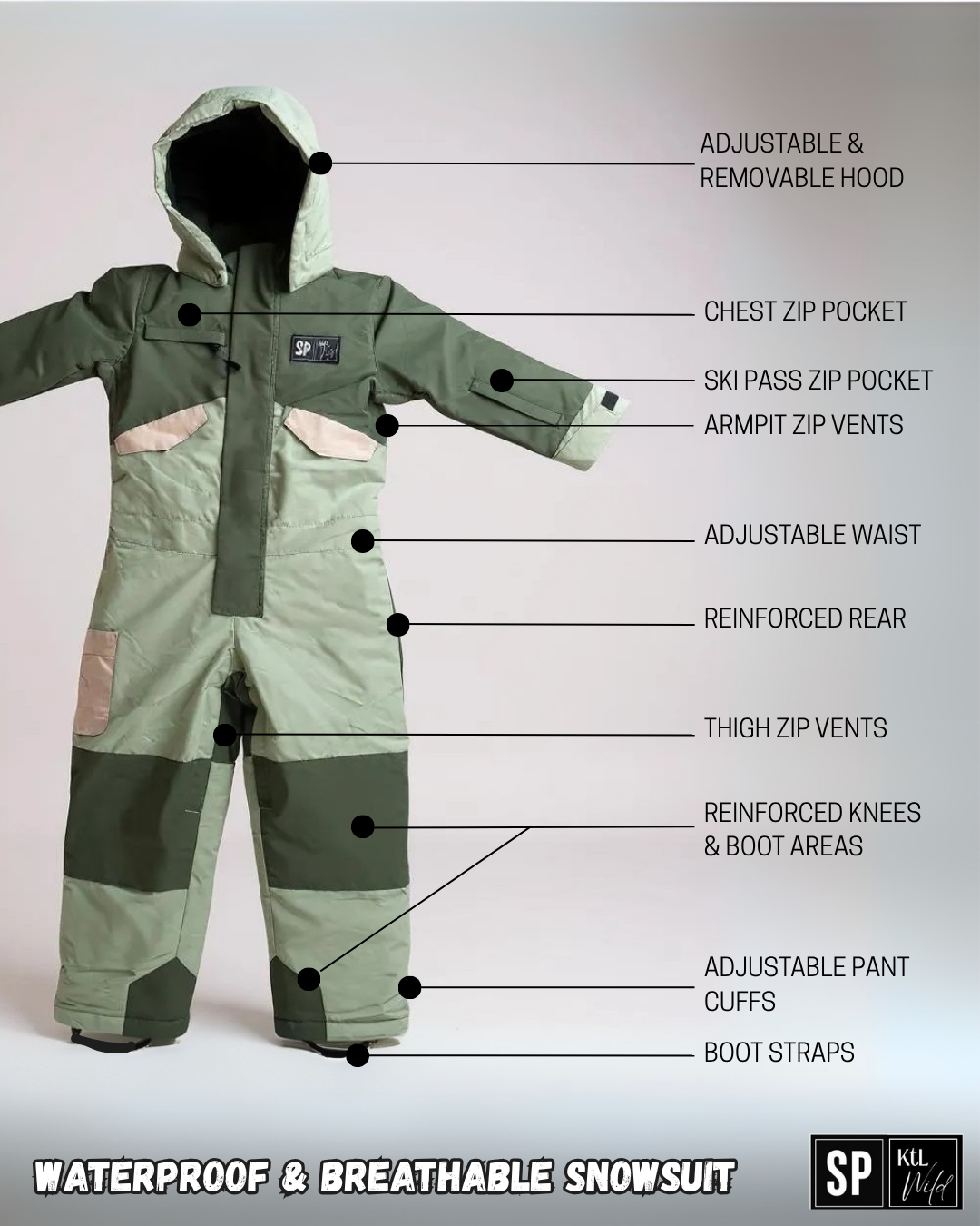 Green Dreams Waterproof Snowsuit Toddler Youth - Pre-Order Winter Gear