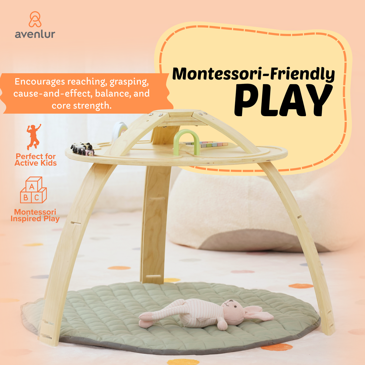 Ivy | 3-in-1 Baby Bouncer,  Gym & Toddler Activity Table