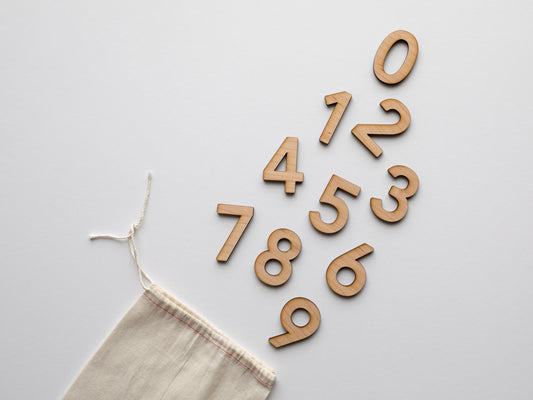 Wooden Number Set • Wood Numerals & Math Symbols in Maple