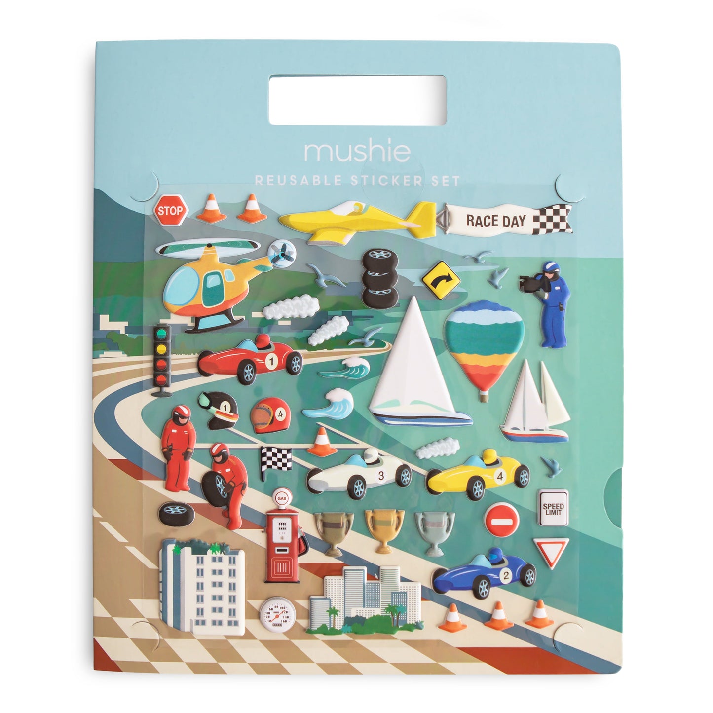 Reusable Race Cars Sticker Set